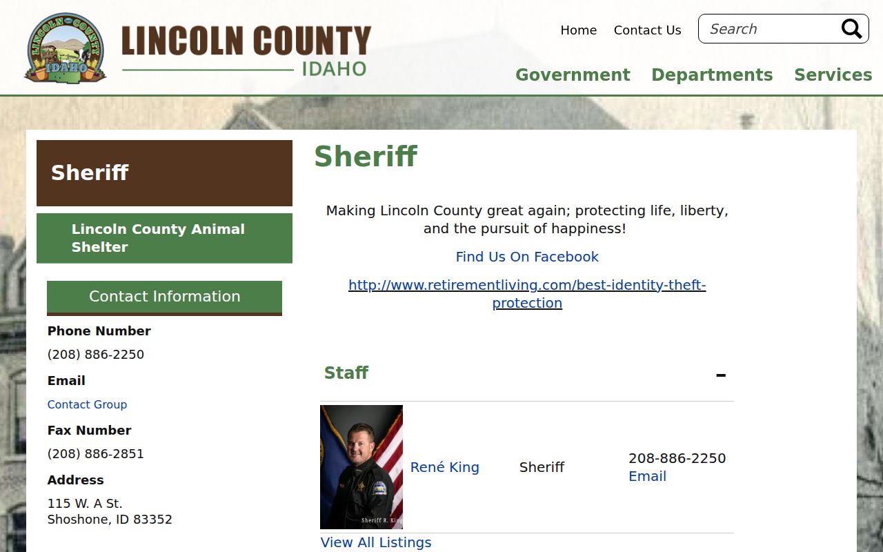 Lincoln County criminal records sheriff services
