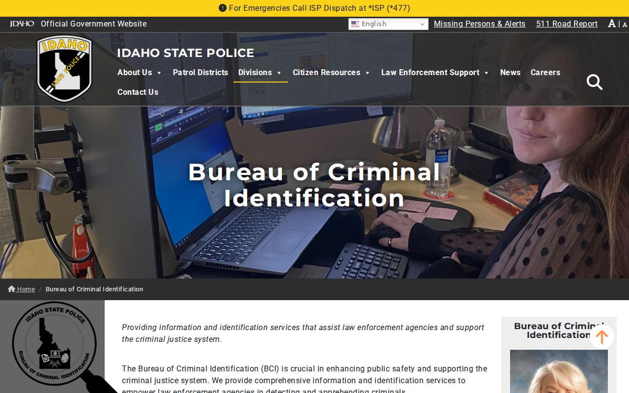 Lincoln County criminal history Idaho BCI repository